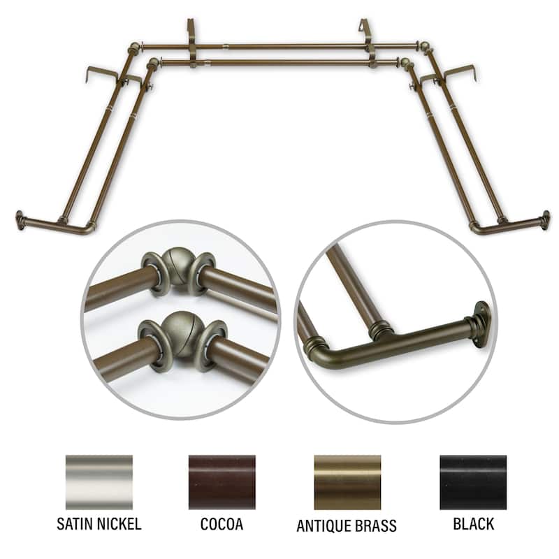 InStyleDesign 5/8 inch Double Blackout Bay Curtain Rod 20"36", 38"72